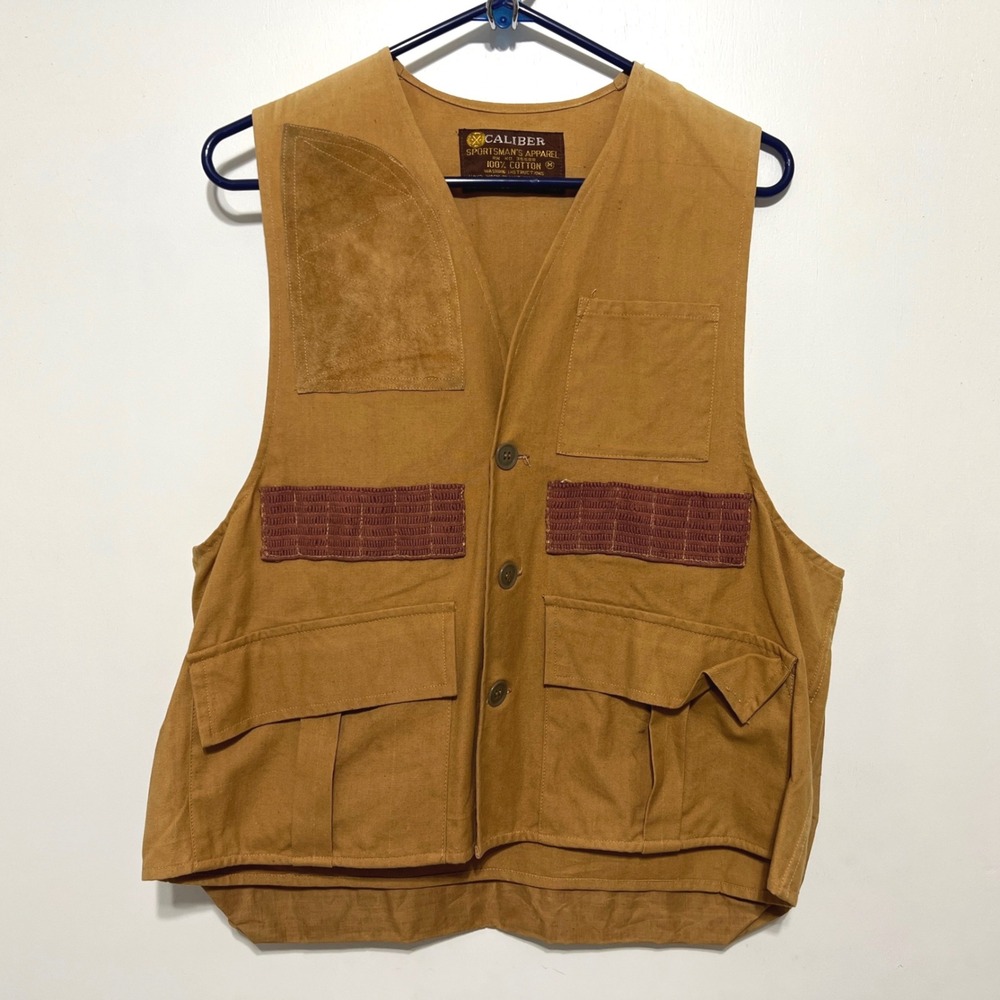 Vintage Caliber Sportsman Apparel Shooting Hunting Vest‎ Beige Size Medium